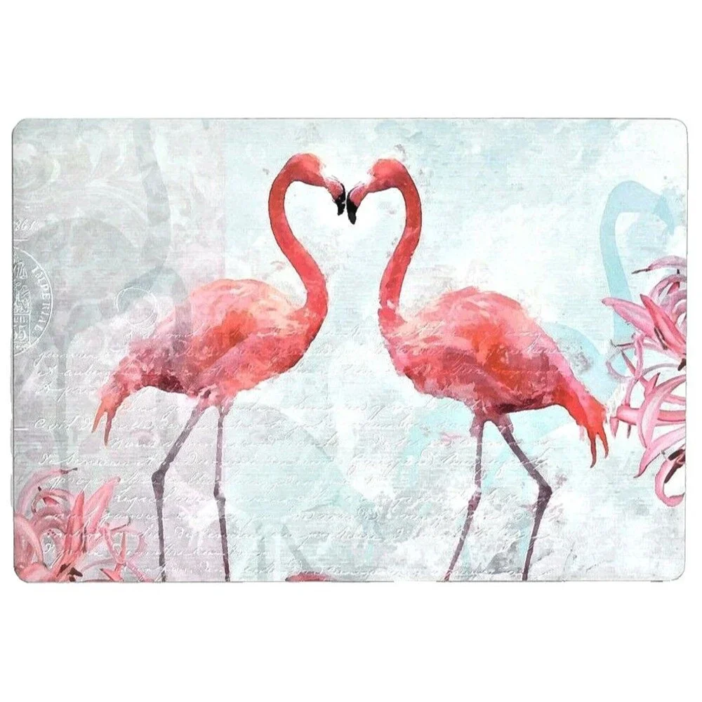 Pink Flamingo Placemats Vinyl Foam Back Tropical Beach Summer House Set of 4